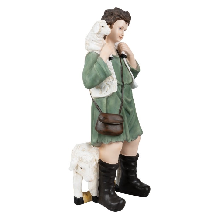 Good shepherd with sheep and lamb in resin h.