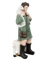 Shepherd with sheep and lamb on shoulders h 46.5 cm in resin