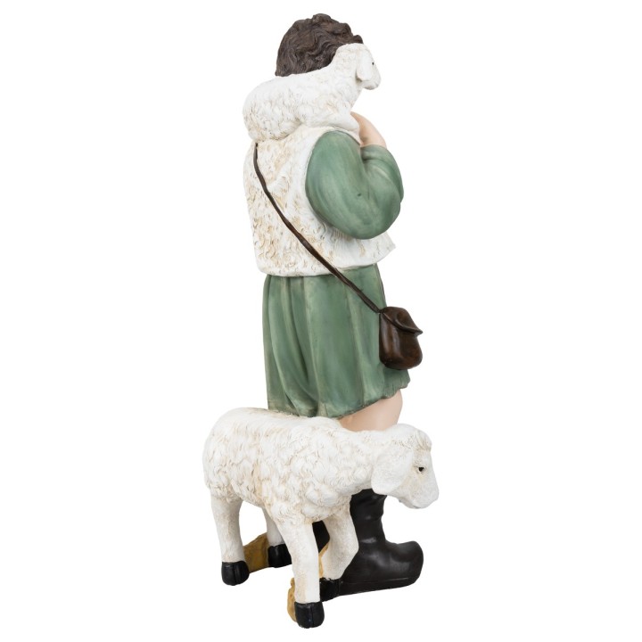 Good shepherd with sheep and lamb in resin h.