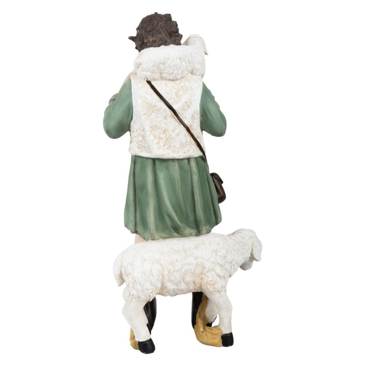 Pastore con pecora e agnello sulle spalle h 46,5 cm in resina