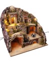 Presepe illuminato con fontana e asino alla macina in movimento funzionante cm 51,5x37,5x50 h