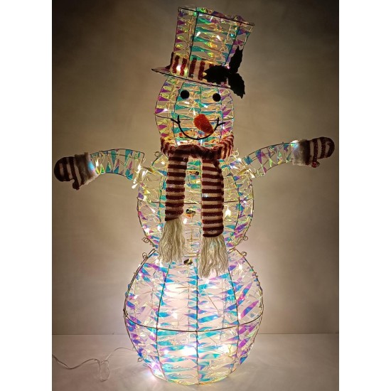 Pupazzo di neve illuminato 108 cm con 90 LED bianco freddo per interno ed esterno