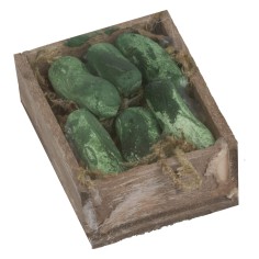 Wooden crate with cucumbers 4x3x2 cm h