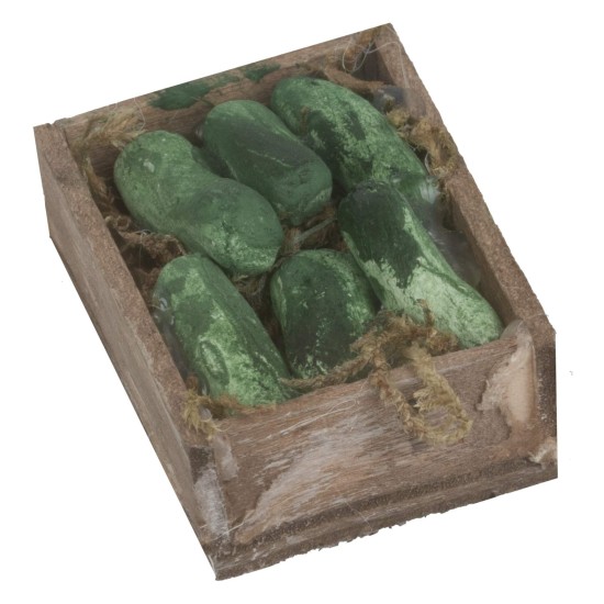 Wooden crate with cucumbers 4x3x2 cm h