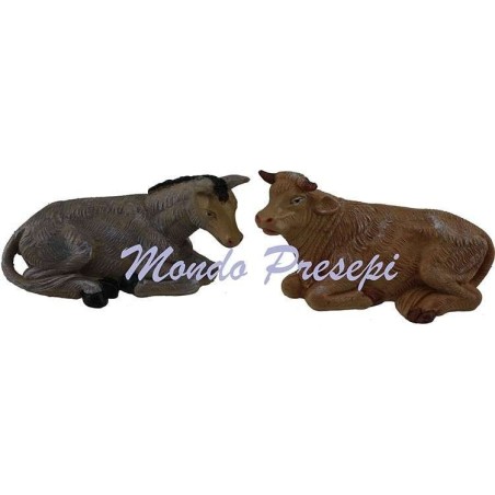 Cm 10 Set bue e asino in pvc Mondo Presepi