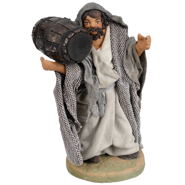 Uomo con botte in spalla per Presepe 10 cm