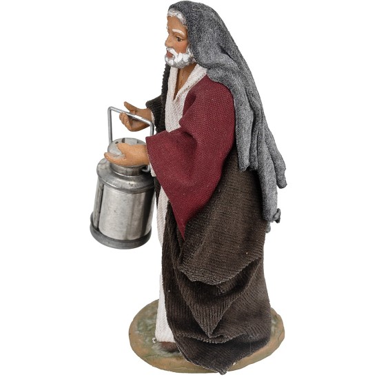 Pastore con bidone del latte per presepe 12 cm