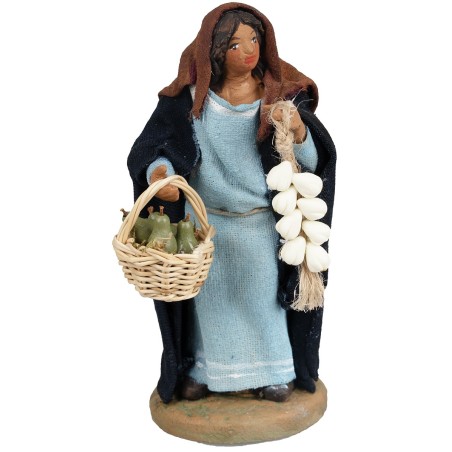 Donna con pere e ceppo d’aglio serie 11 cm