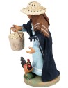 Woman with a bucket of seeds and hen for nativity scene 10 cm