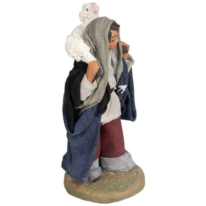 Pastore con pecora sulle spalle per presepe 10 cm