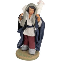 Pastore con pecora sulle spalle per presepe 10 cm