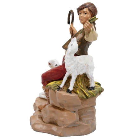Pastore seduto con pecorelle serie 19 cm Fontanini