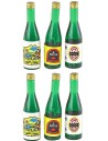 Set of 6 green bottles with label 3.6 cm h nativity scene accessories