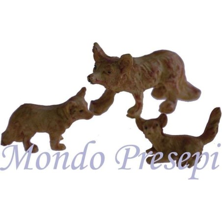 Conjunto de 3 lobos de resina Mondo Presepi