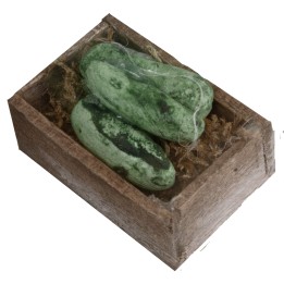 Caja de madera oscura con calabacines cm 3,2x2x2 h