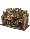 Presepe completo di statue con cascata e luci cm 60x34x44 h