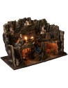 Complete nativity scene with statues with waterfall and lights cm 60x34x44 h