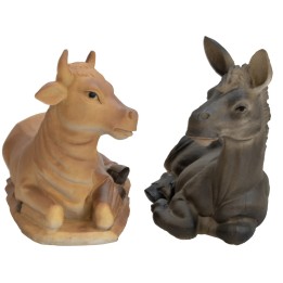 Bue y asno sentados para estatuas de 20 cm en