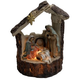 Nativity with illuminated hut cm 9x5x13.9 h