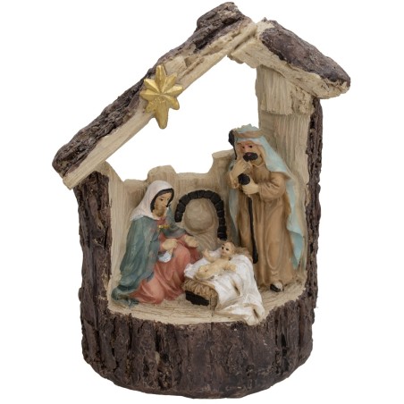 Natividad con cabaña iluminada cm 9x5x13,9 h