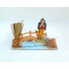 Pastor con puente - ambientación Cod. UT053 Mundo Pesebres