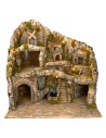 Pesebre iluminado con arroyo, horno y molino de viento cm 70x50x72 h
