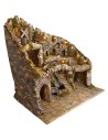 Illuminated nativity scene with stream, oven, and windmill 70x50x72 cm h