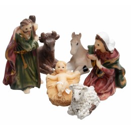 Mini Natividad 5 figuras en resina 3 cm