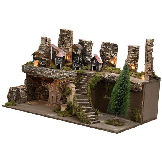 Nativity scene with lights and working fountain cm