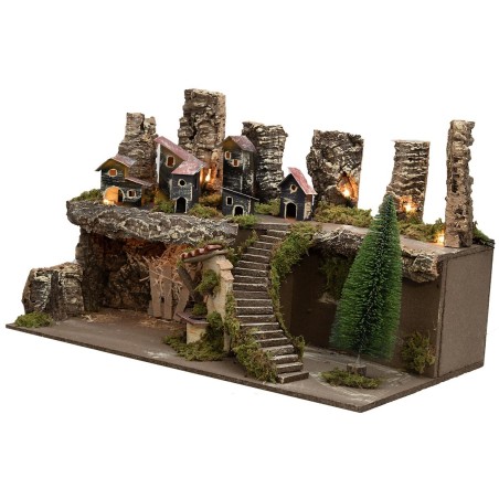 Nativity scene with lights and working fountain cm