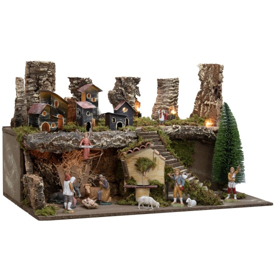 Nativity scene with lights and working fountain cm