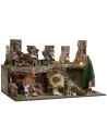 Presepe illuminato con fontana e statue Landi cm 60x35x35 h