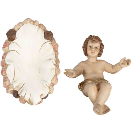 Gesù bambino con culla rimovibile serie Euromarchi 20 cm