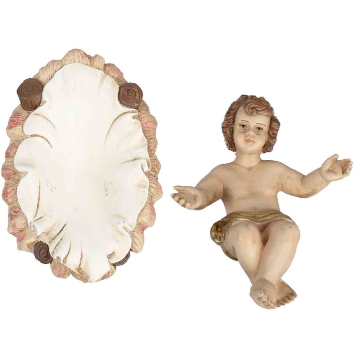 Gesù bambino con culla rimovibile serie Euromarchi 20 cm