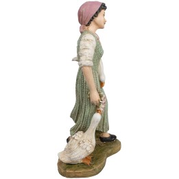 Mujer con gansos y ramo de flores serie 30 cm