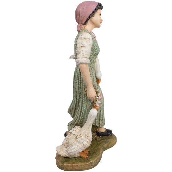 Woman with geese and bouquet of flowers series 30 cm