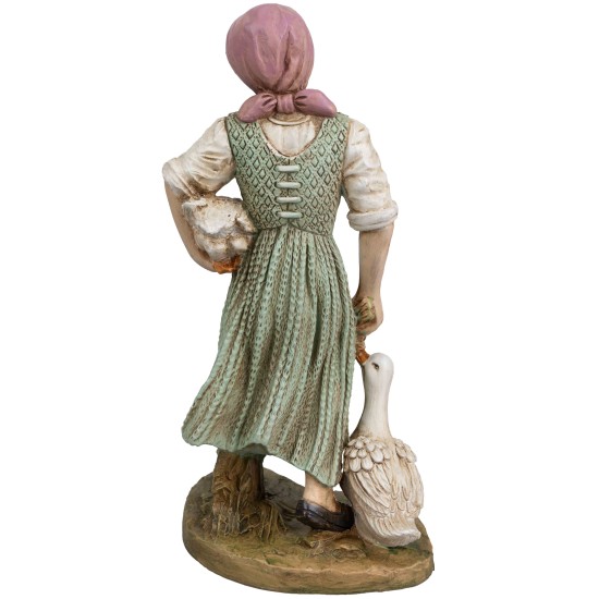 Mujer con gansos y ramo de flores serie 30 cm