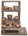 Banco del calderero con cacerolas color cobre cm 12,2x9,1x14,3 h