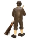 Man sweeping with removable broom 10 cm in resin