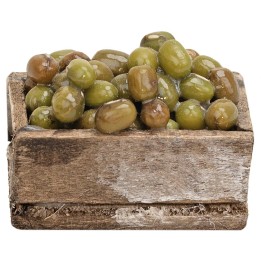 Cassetta in legno con olive cm 3,1x2,1x2,3 h