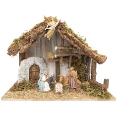 Capanna con fienile e porta ad arco completa di statue Landi cm 38x19x28 h