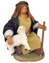 Pastorcita sentada con bastón y cordero serie 10 cm