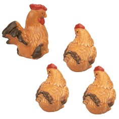 Set gallo e galline in resina per statue da 14-15 cm 2