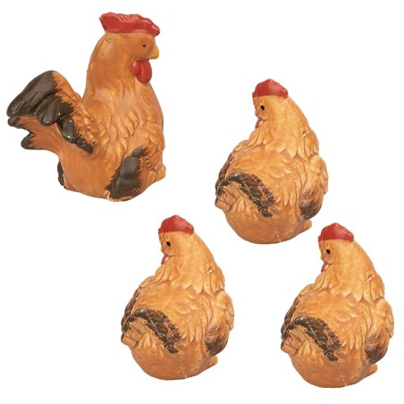 Set gallo e galline in resina per statue da 14-15 cm