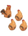 Set gallo e galline in resina per statue da 14-15 cm