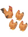 Set of rooster and hens in resin for statues of 14-15 cm