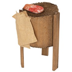 Ceppo macellaio in legno con carne ø 3,5x8,4 h cm