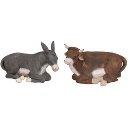 Set bue e asino in terracotta per statue da 30 cm