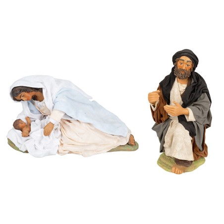 Natividad en terracota con Virgen acostada 30 cm