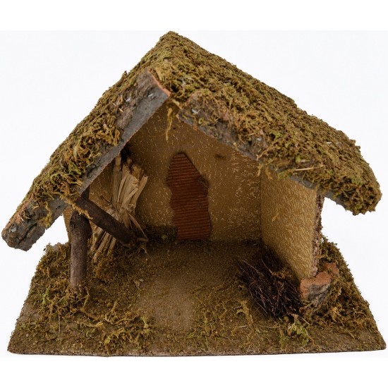 Cabaña de belén con estatuas de 35x16x23 cm de